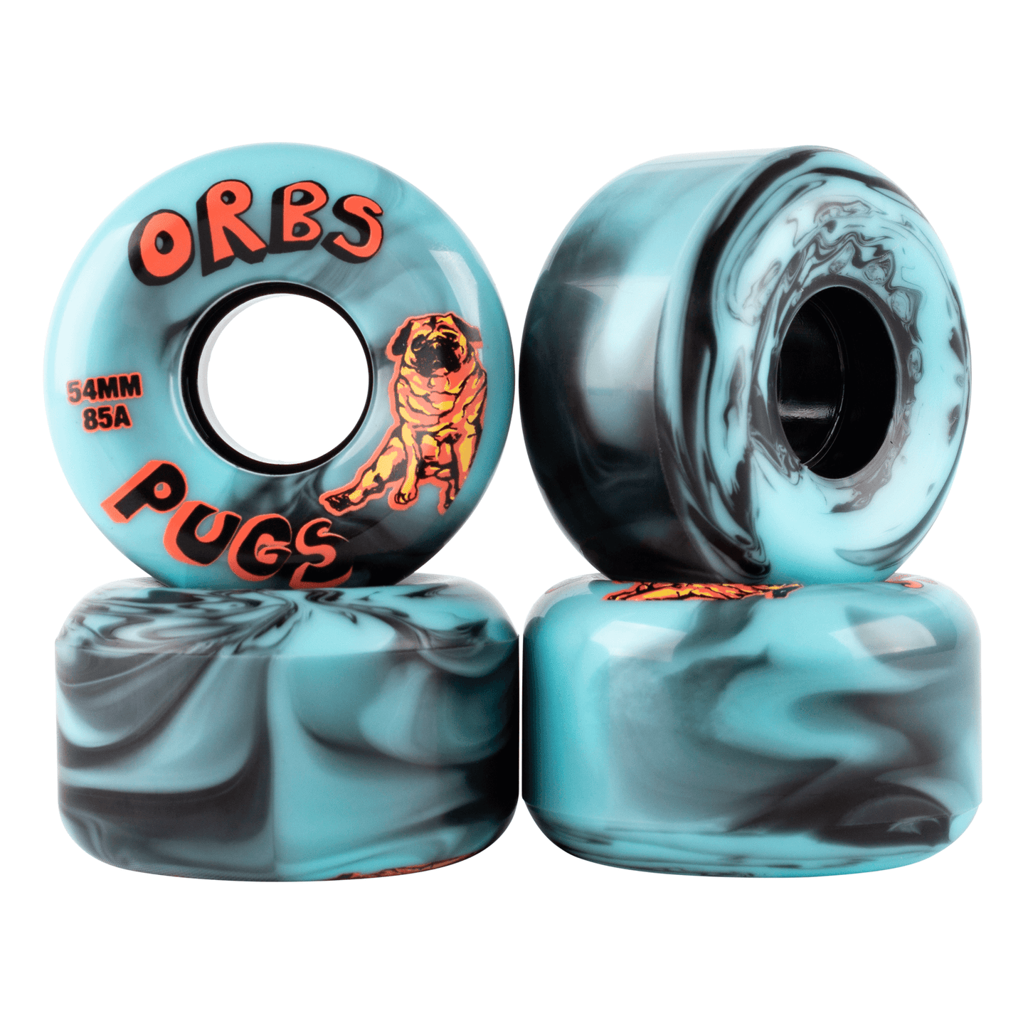 Orbs | 54mm Pugs - Black/Blue Swirl - 85a