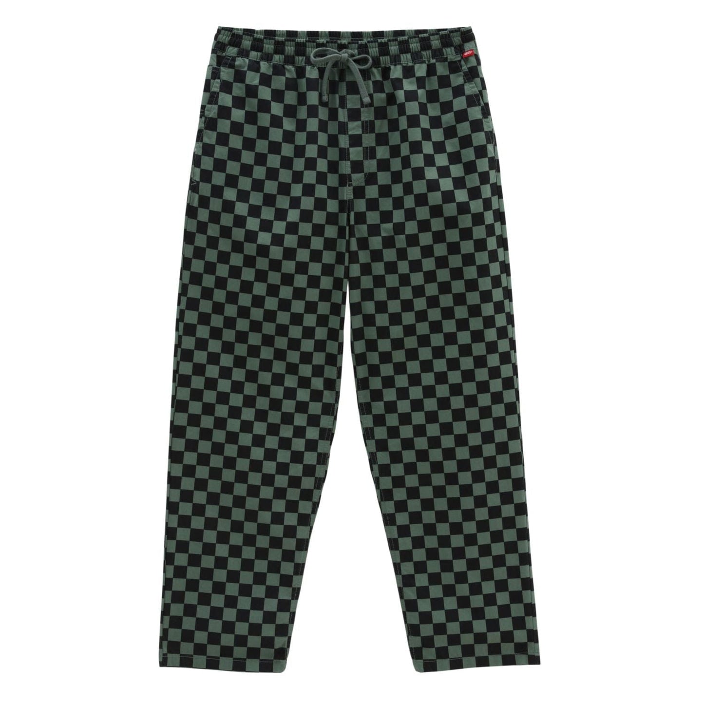 Vans | Range Baggy Tapered Pant - Elastic Waist Drawstring - Green Checkers