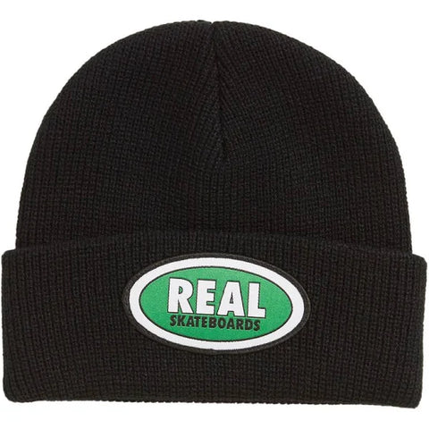 Real | Oval Cuff Beanie - Black/Green